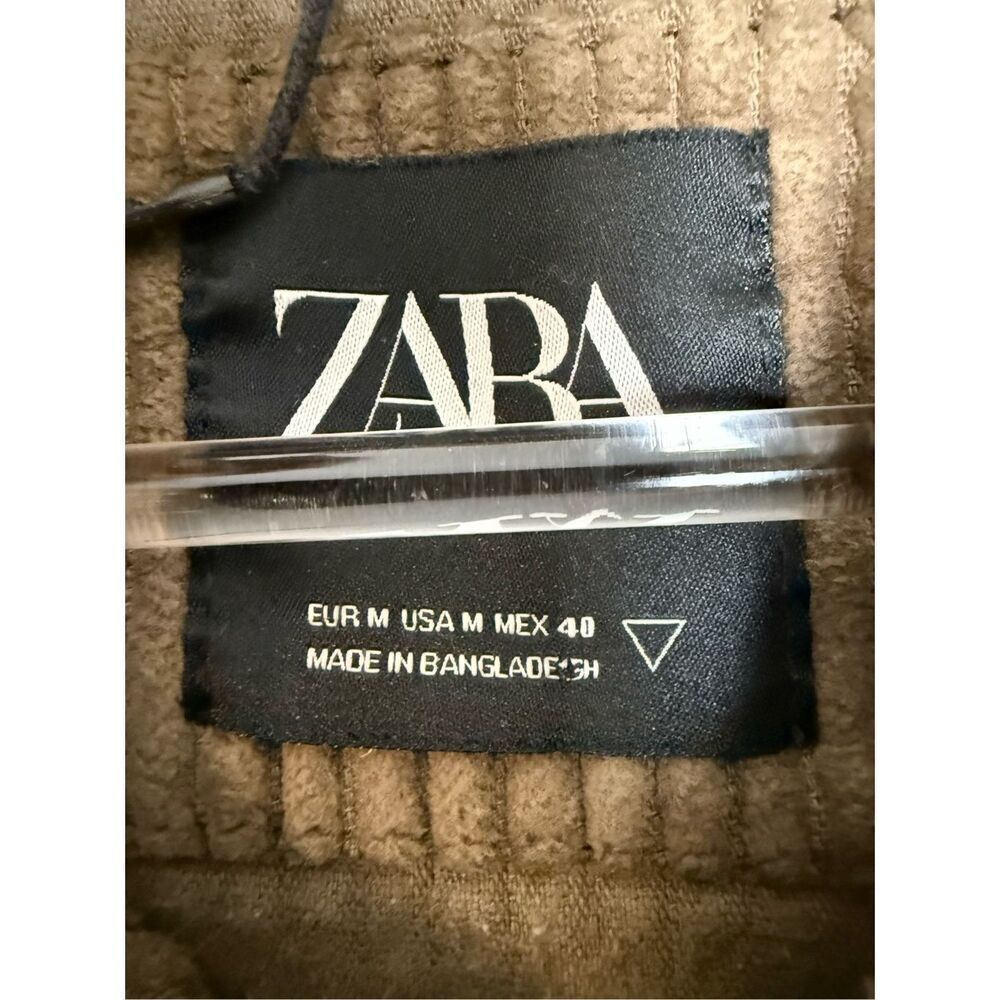 Zara Women’s Corduroy Hooded Military Jacket Tan Medium - Picture 2 of 3